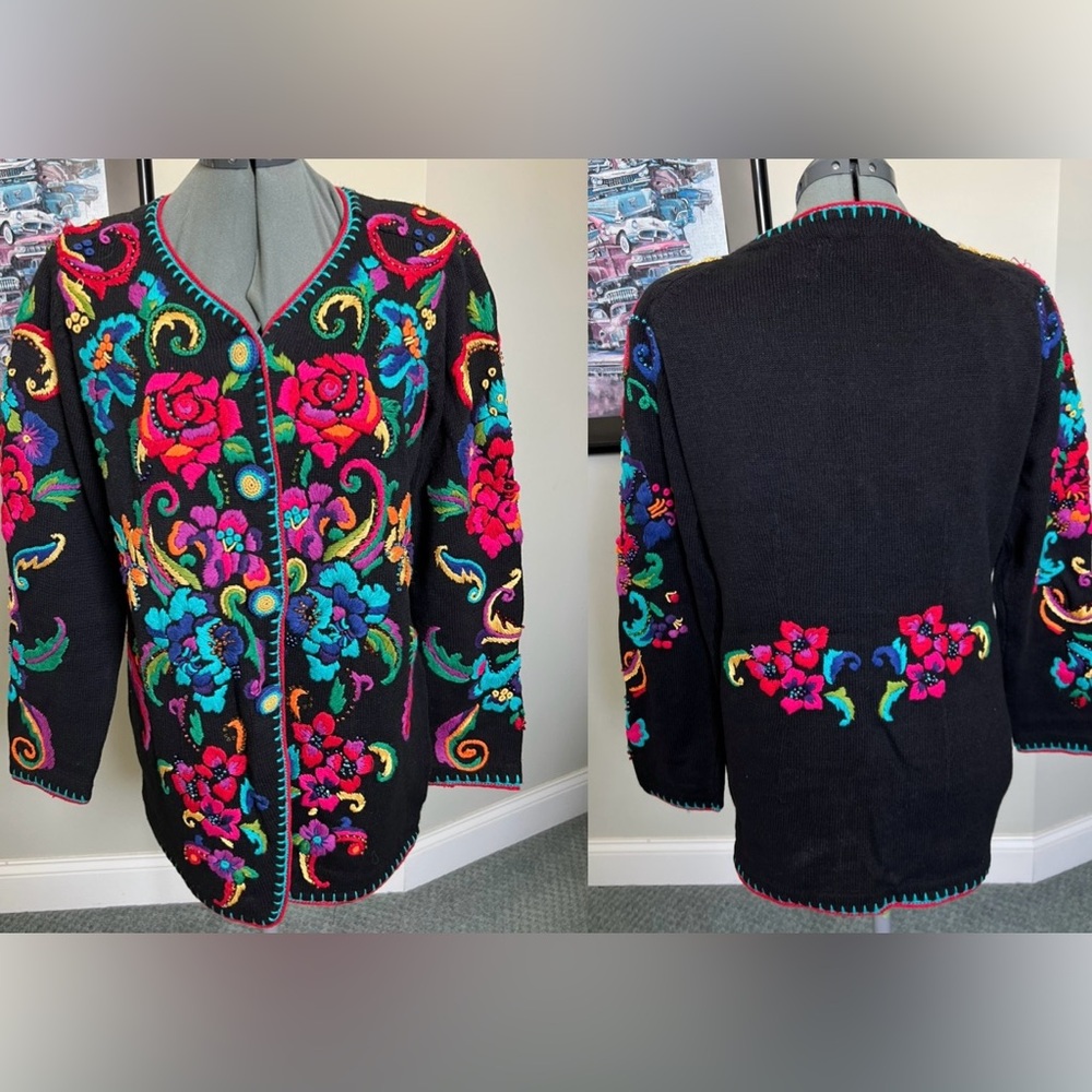 Price firm. Michael Simon M Rose Embroidered Sweater Cardigan